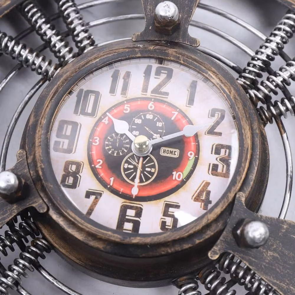 SPETLEK Industrial Retro Airplane Propeller Iron Wall Clock in Bronze – 3