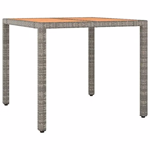 vidaXL Extendable Square Garden Table with Grey Poly Rattan and Acacia Wood Top