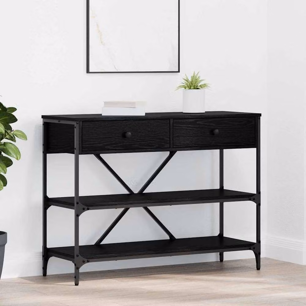 Berkfield Home Stylish Console Table in Black Oak, W/D/H: 100 x 34.5 x 75 cm – 1
