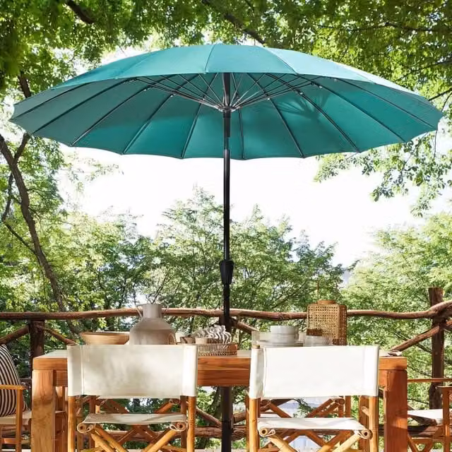 Wyld and Coco Market Garden Parasol in Emerald Green with Aluminium Crank and Tilt mechanism, Diameter: 255 cm – 1