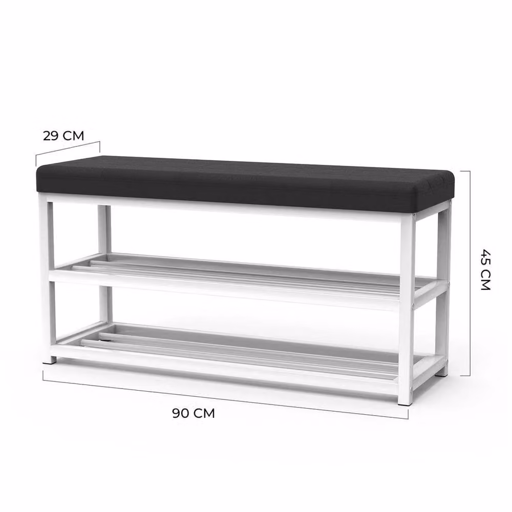 FORGEVIO 2 Tier Black Shoe Bench and Storage Rack – 2