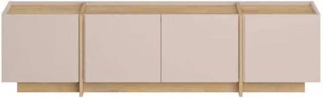 CALICOSY 4-Door Onyx TV Stand in Beige and Oak, W: 180 cm, D: 35 cm, H: 46 cm – 1