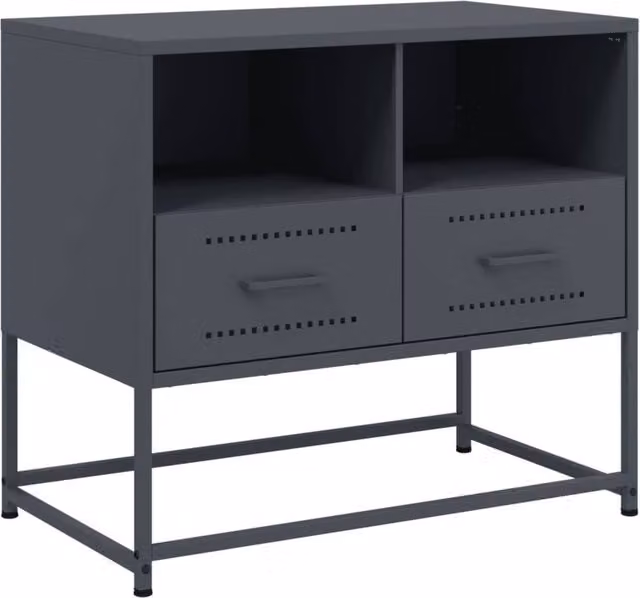 Berkfield Home Anthracite Steel TV Cabinet in Dark Grey, W: 68 cm, D: 39 cm, H: 60.5 cm – 1