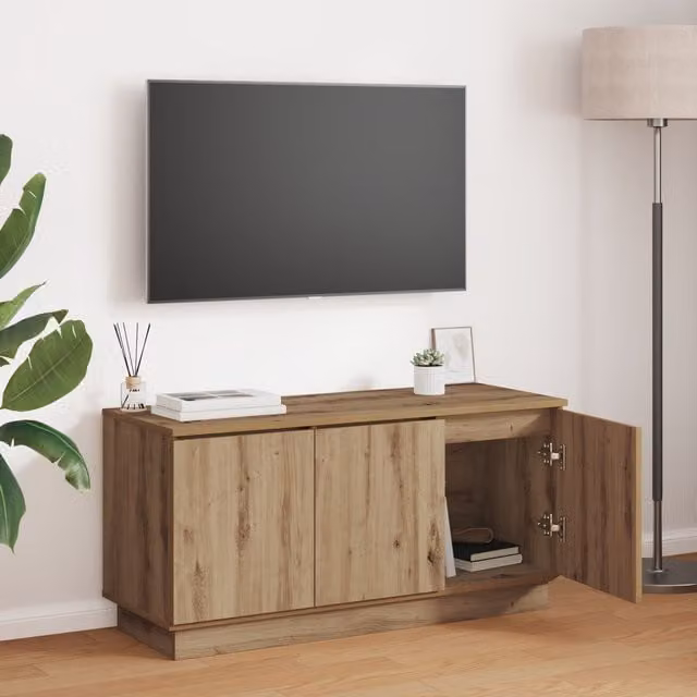 Berkfield Home Artisan Oak TV Cabinet in Brown, W/D/H: 100 x 38 x 49 cm