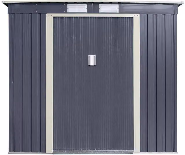 Cheshire Metal Pent Shed with Double Doors in Dark Grey – 1