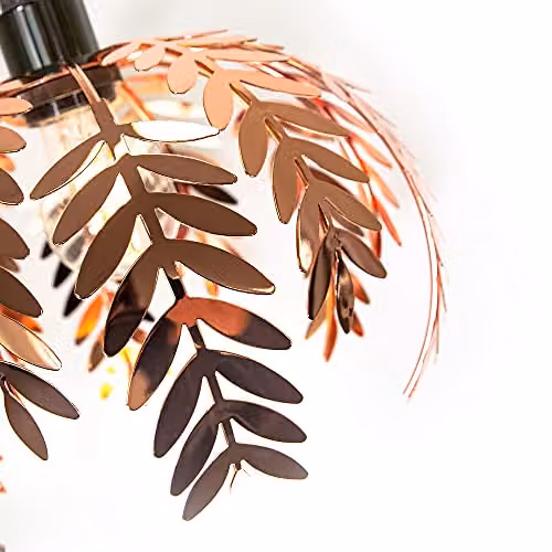 Happy Homewares Traditional Fern Leaf Easy Fit Ceiling Pendant Light Shade in Shiny Copper Finish, Diameter: 28 cm – 2