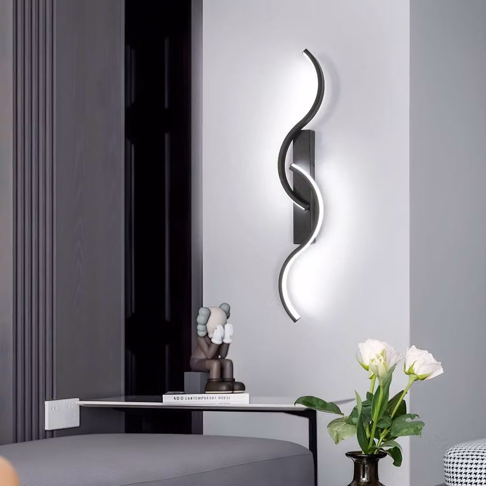 COMELY Modern Black LED Indoor Wall Lights with 16W Cool White Light – 2