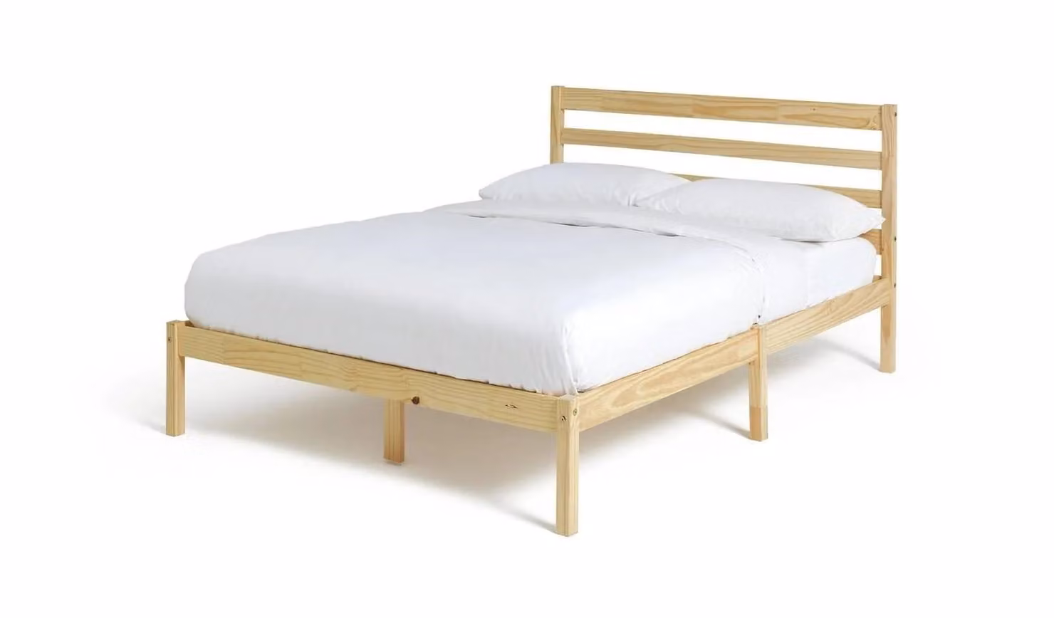 Kaycie Double Scandinavian Pine Bed Frame, Brown, W/D/H: 140 x 200 x 92.5 cm