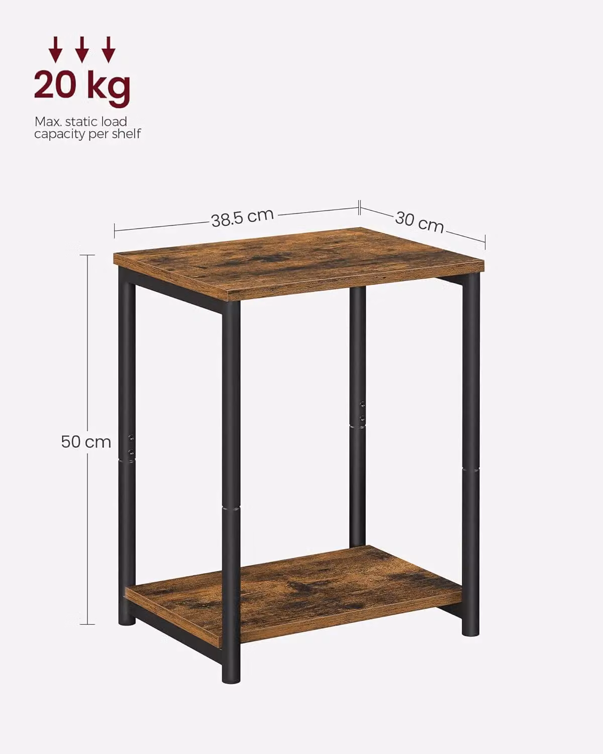 VASAGLE Industrial Side Table with Storage Shelf in Brown – 2