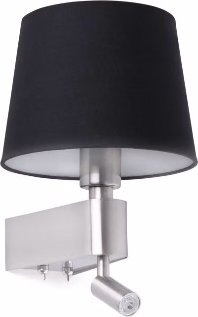 Faro Black Modern LED Wall Lamp with Reading Light, E27, 2700K Warm White