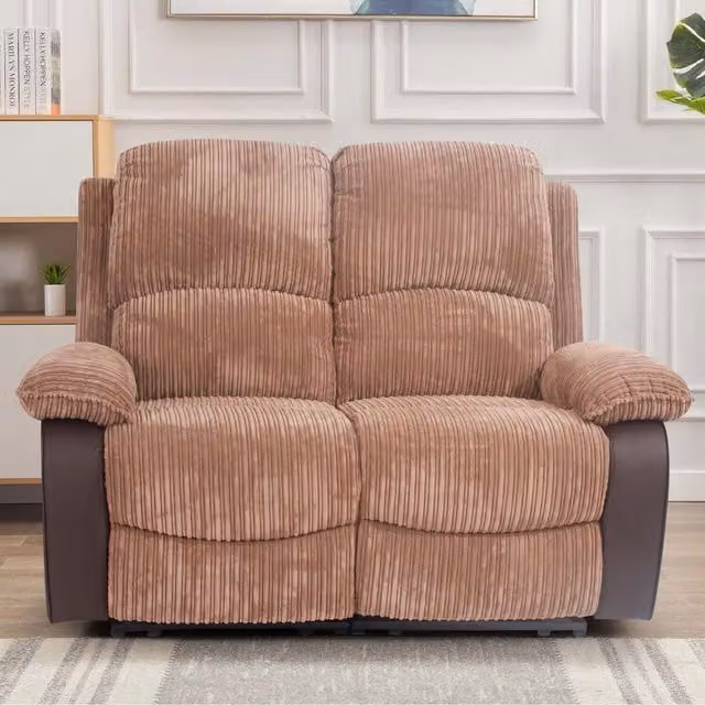 Comfy Living Brown Jumbo Cord 2 Seater Upholstered Sofa