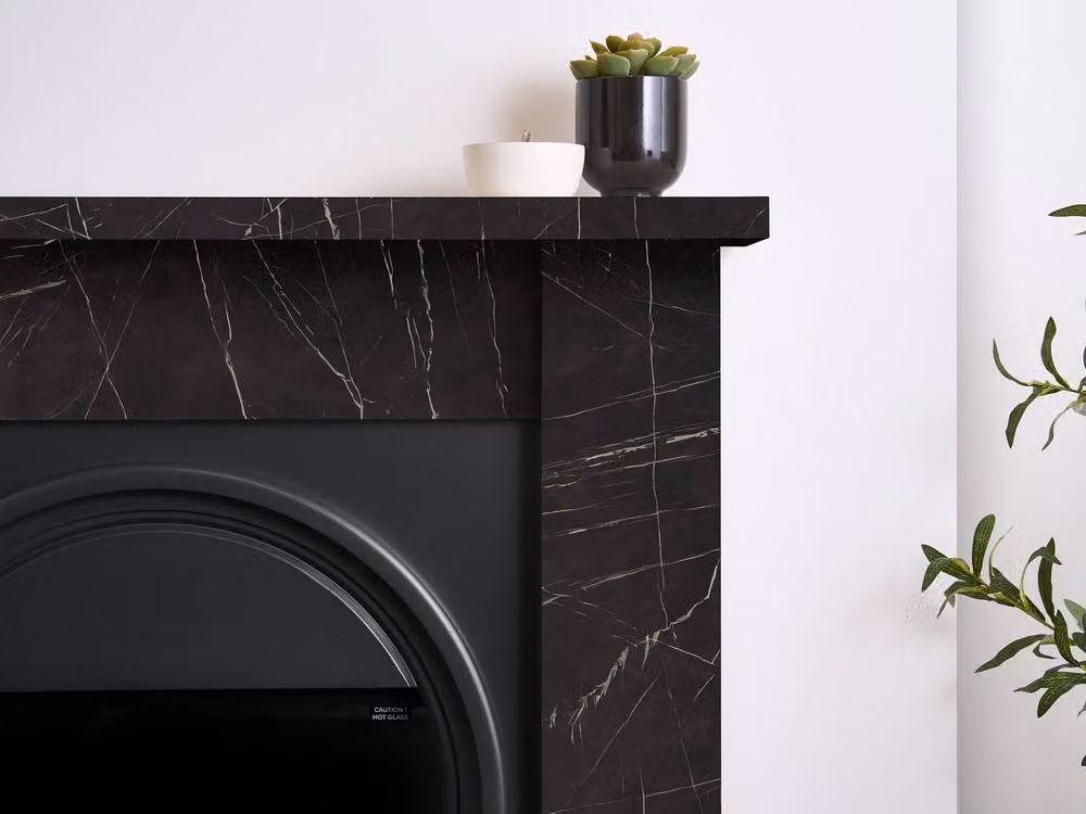Adam Fires & Fireplaces Burlington 43 Inch Electric Suite in Black Carrara Marble Effect – 3