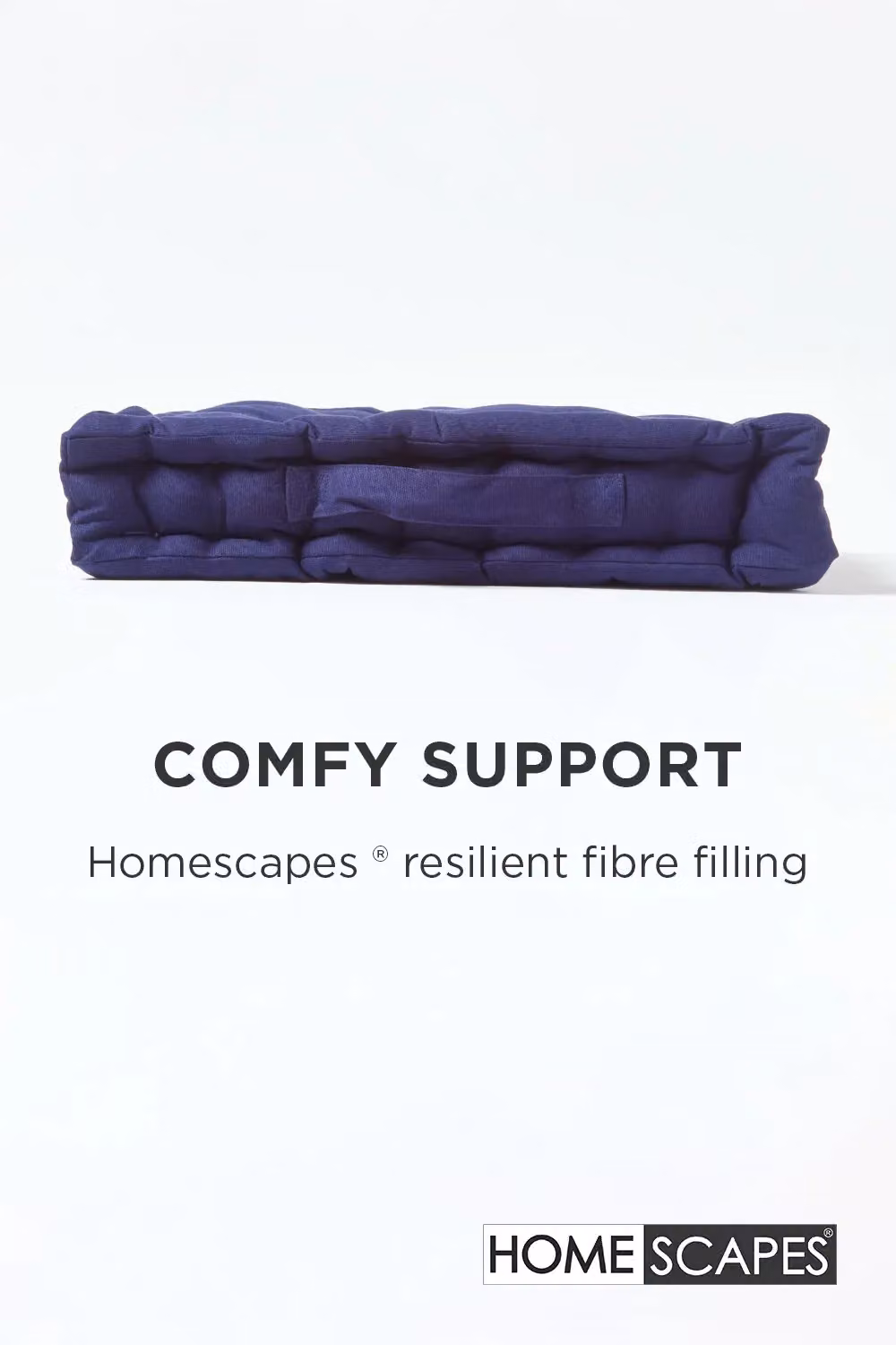 Homescapes Plain Cotton Floor Cushion in Blue, W/D/H: 40 x 40 x 40 cm – 3