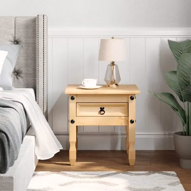 Berkfield Home Corona Side Table in Beige Waxed Solid Pine, W/D/H: 50 x 50 x 50 cm – 1