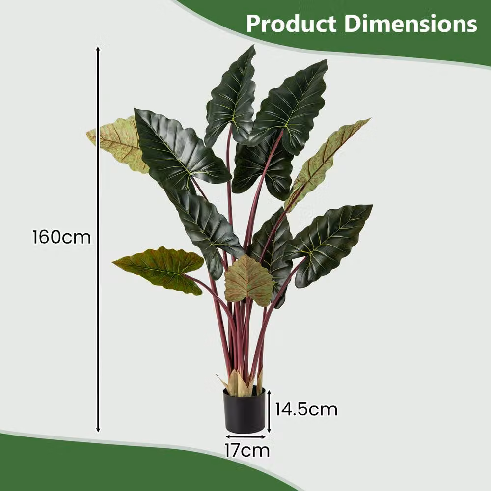 Costway Artificial Rainbow Taro Tree, 160 cm Tall, Green – 2