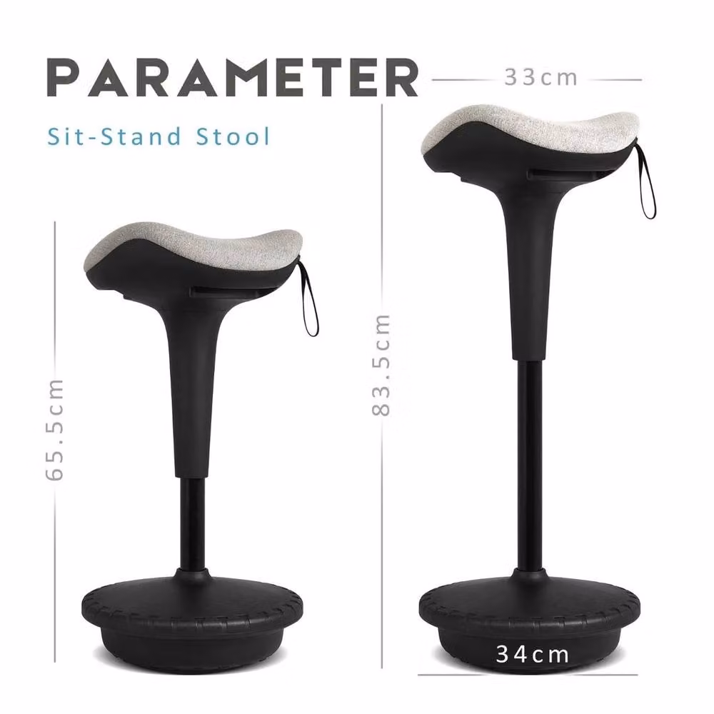 FORGEVIO Grey Fabric Adjustable Height Bar Stool – 3