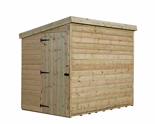 EMS Retail Empire 2000 Pent Garden Shed in Brown, Shiplap T&G, Tanallised and Pressure Treated with Left End Door – 2