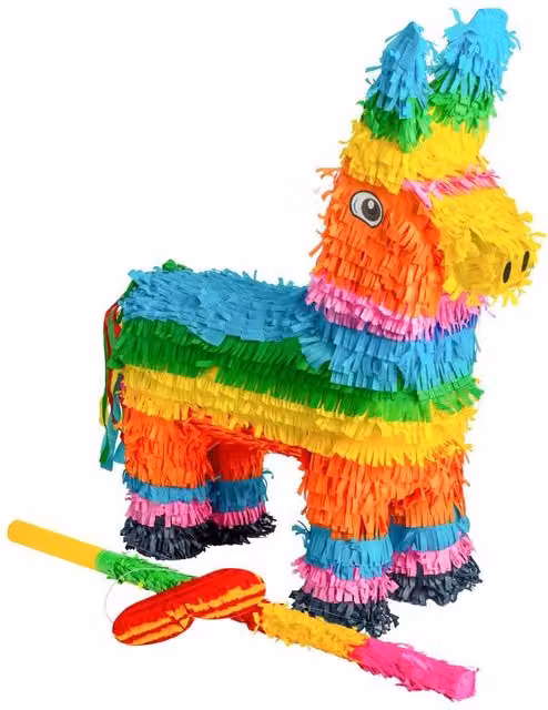 Fax Potato Multicolour Striped Donkey Cardboard Pinata