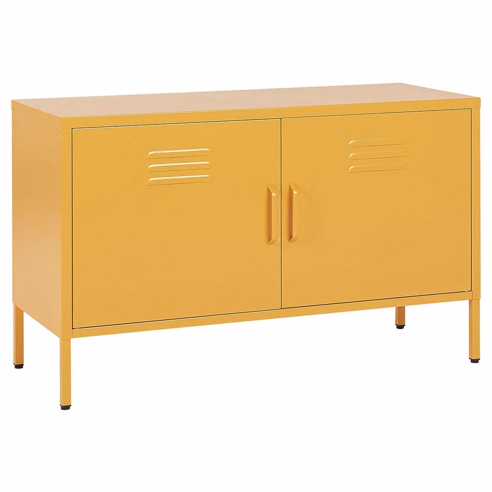 Wyld and Coco Industrial 2-Door Steel Sideboard in Matt Yellow – 2