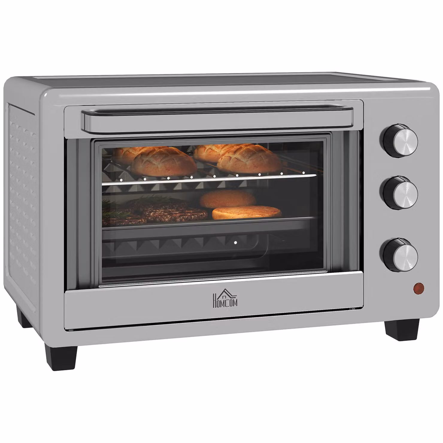 HOMCOM 30L Mini Oven with Grill and Timer, 1600W, Silver – 2