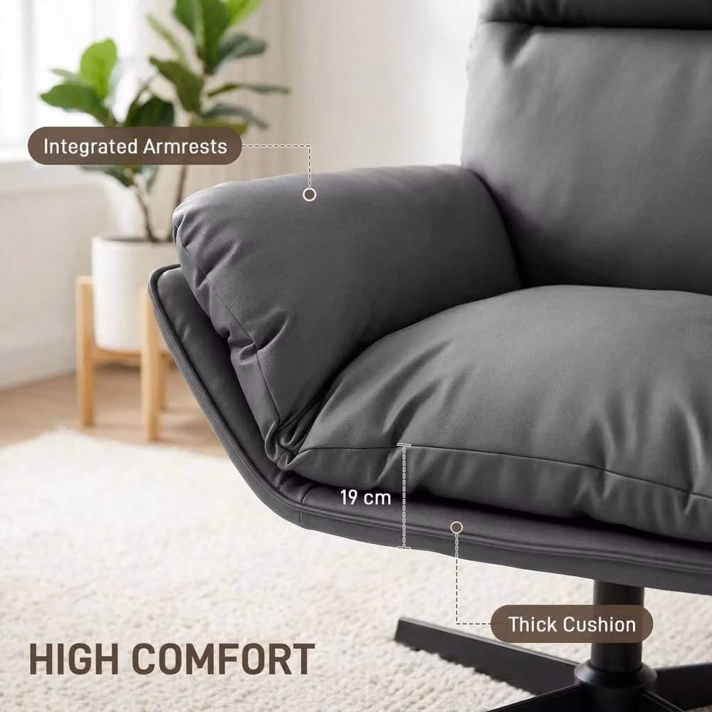 PAWNORA Modern 360 Swivel Accent Chair with Armrests in Dark Grey – 6