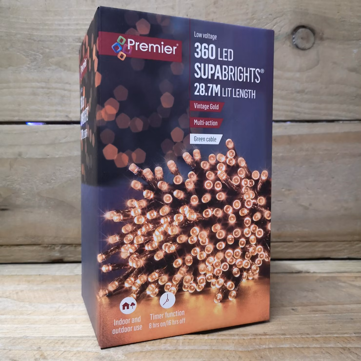 Premier Decorations Samuel Alexander 360 LED Premier SupaBrights Christmas String Lights with Timer, Vintage Gold/Brass, 28.7m – 5