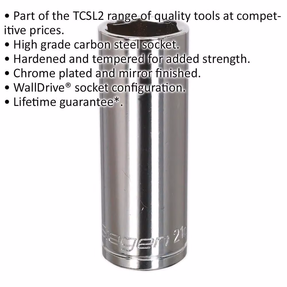 Loops 21mm Chrome Plated Deep Drive Socket 1/2 inch Square Drive in Silver Steel – 2