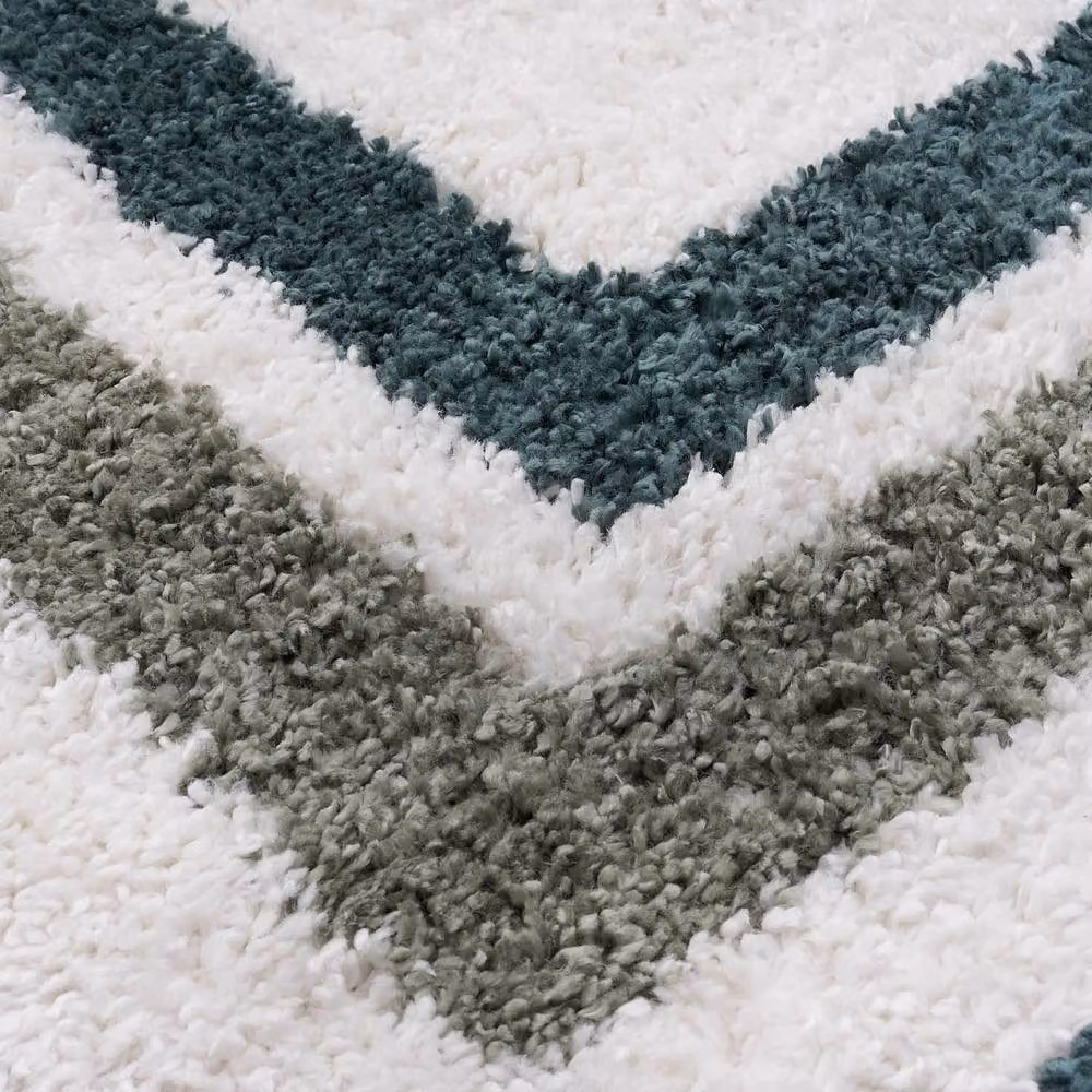 THE RUGS Moodi Border Design Shaggy Soft High Pile Living Room Rug in Green, W: 120 cm, L: 170 cm – 3