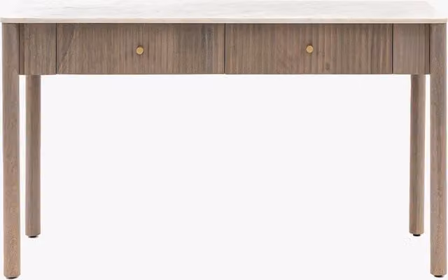 Perch & Parrow Flute Modern Mango Wood Console Table in Brown