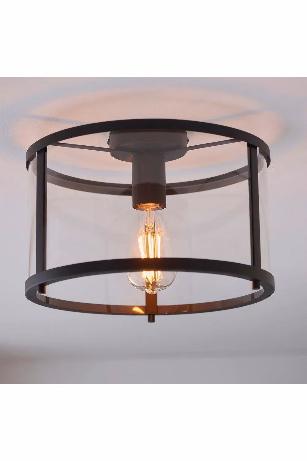 Netlighting Hopton Decorative Flush Ceiling Lamp in Matt Black and Clear Glass – 6