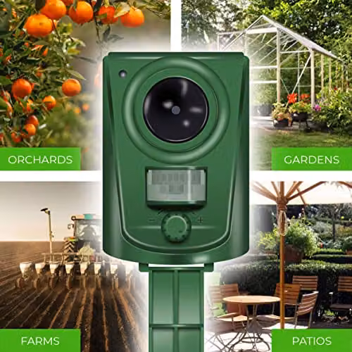 St Helens Home and Garden Battery Powered Ultrasonic Waterproof Humane Animal Repeller in Green, Pack of 2 – 6