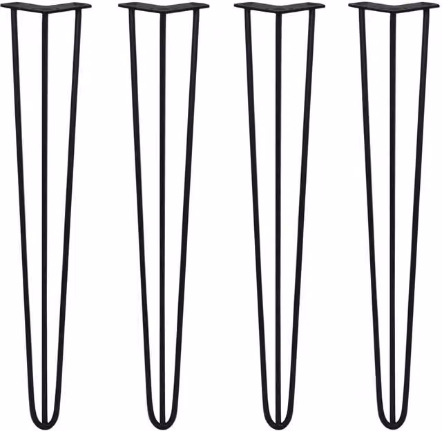 Monstershop Pack of 4 Black Steel 3-Prong Hairpin Table Legs, Height: 71.1 cm