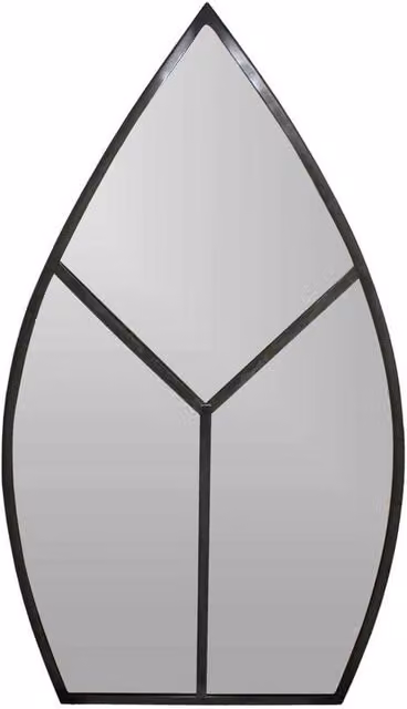 Lemon Pavilion Furniture and Decor Leaf Arch Outdoor Glass Mirror in Black, W50 x H90 x D1 cm