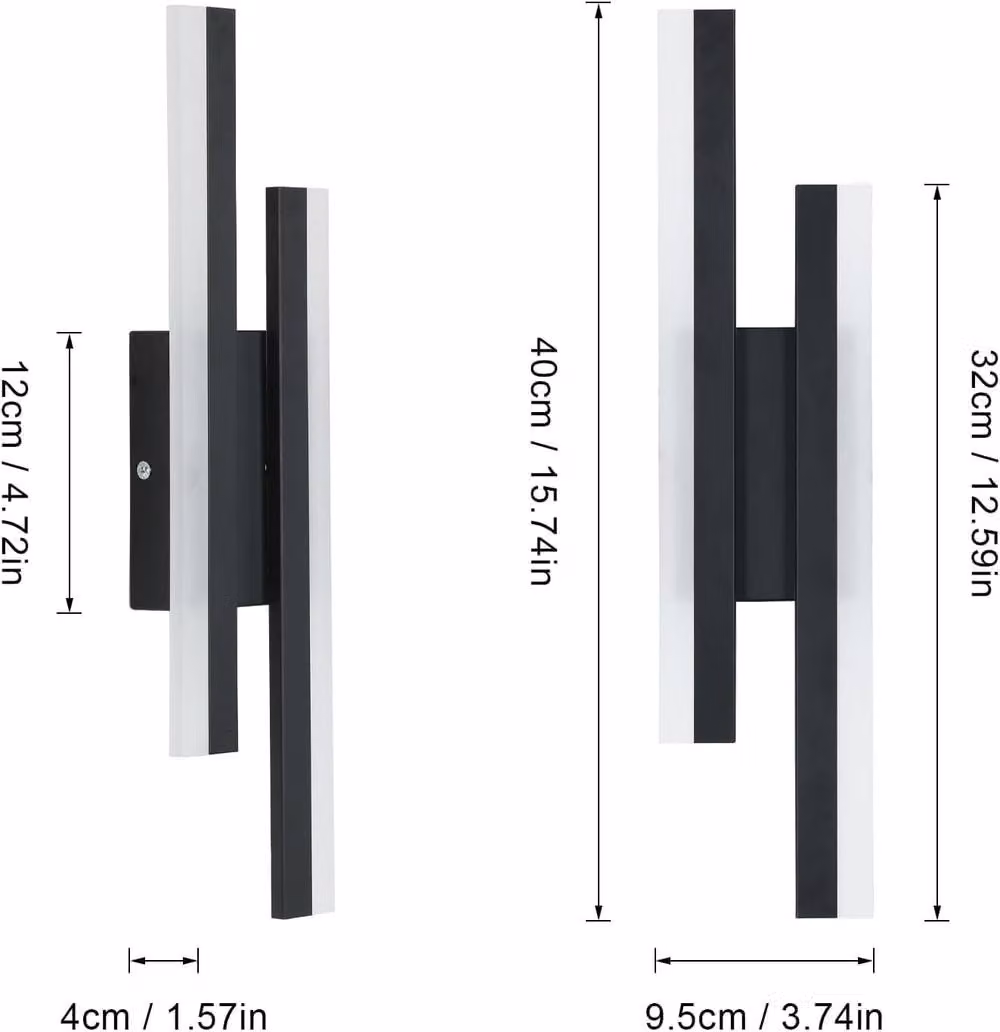 Goeco Modern LED Wall Light, 16W Up and Down Linear Bar Lamp, 6500K Cool White, Black – 3