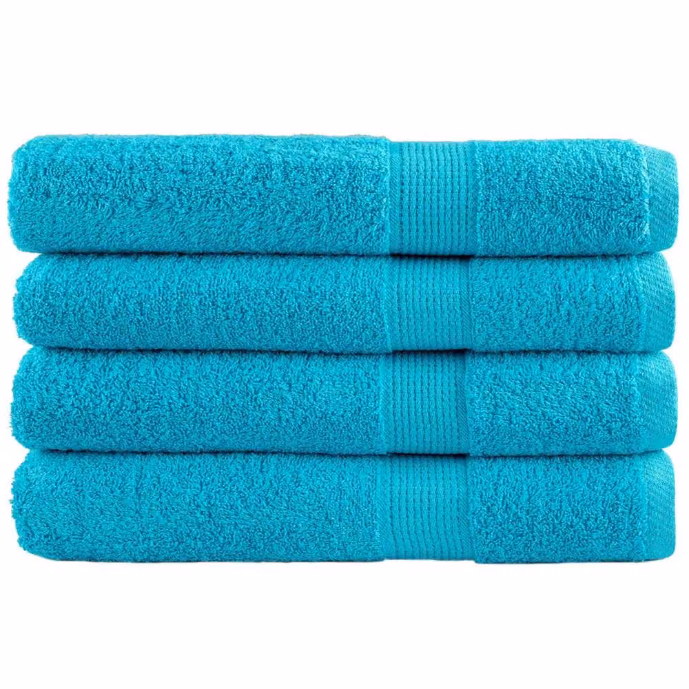 Berkfield Home SOLUND Premium Cotton Terry Towels, 4 Piece Set, Turquoise, W: 100 cm, L: 200 cm, 600 gsm – 2