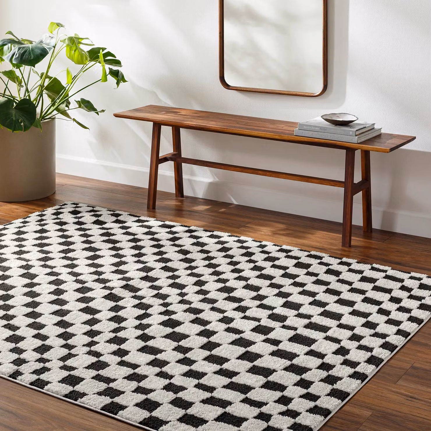 Livabliss Freud Modern Checkerboard High Pile Living and Dining Room Rug in Black and Brown, W: 140 cm, D: 200 cm – 9