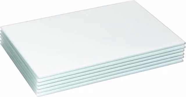 Harbour Housewares Set of 6 White Rectangular Glass Placemats, W: 30 cm, D: 20 cm