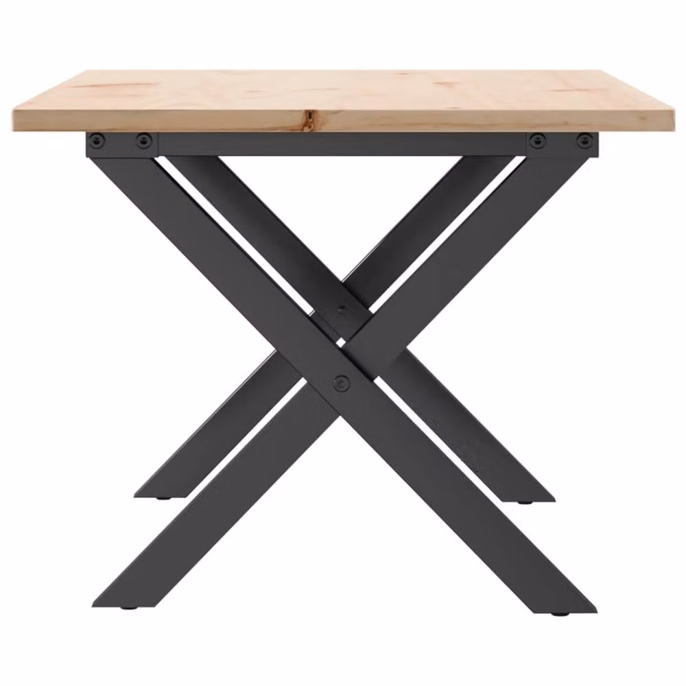 Berkfield Home X-Frame Coffee Table in Brown Solid Pine and Steel, W: 80 cm, D: 50 cm, H: 40 cm – 3