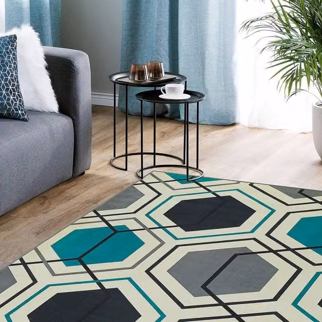 Wyld and Coco Multicolour Geometric Retro Woven Polyester Rug, W: 140 cm, L: 200 cm