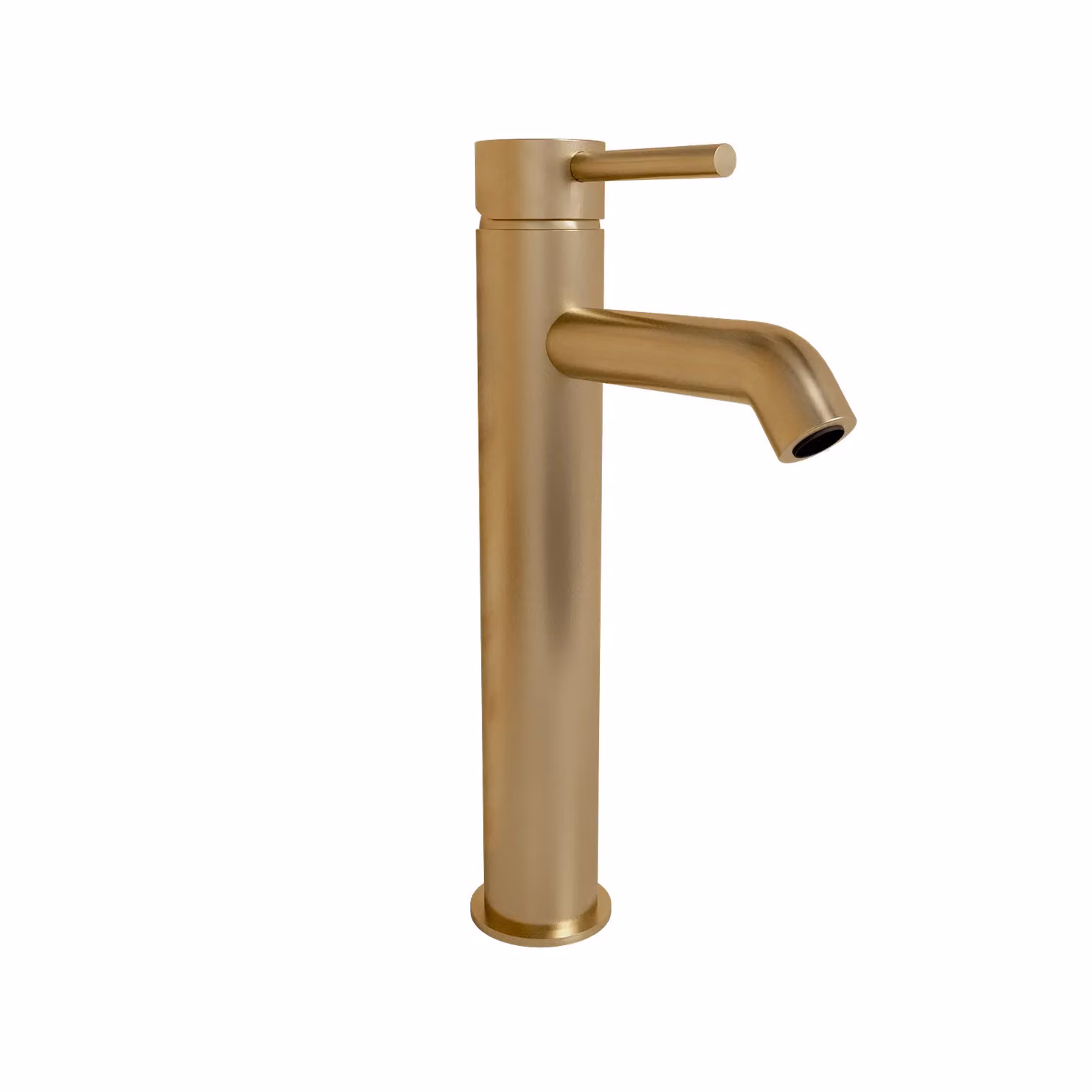 Nes Home Brushed Brass Countertop Tall Round Single Lever Basin Mono Mixer Tap in Gold – 2