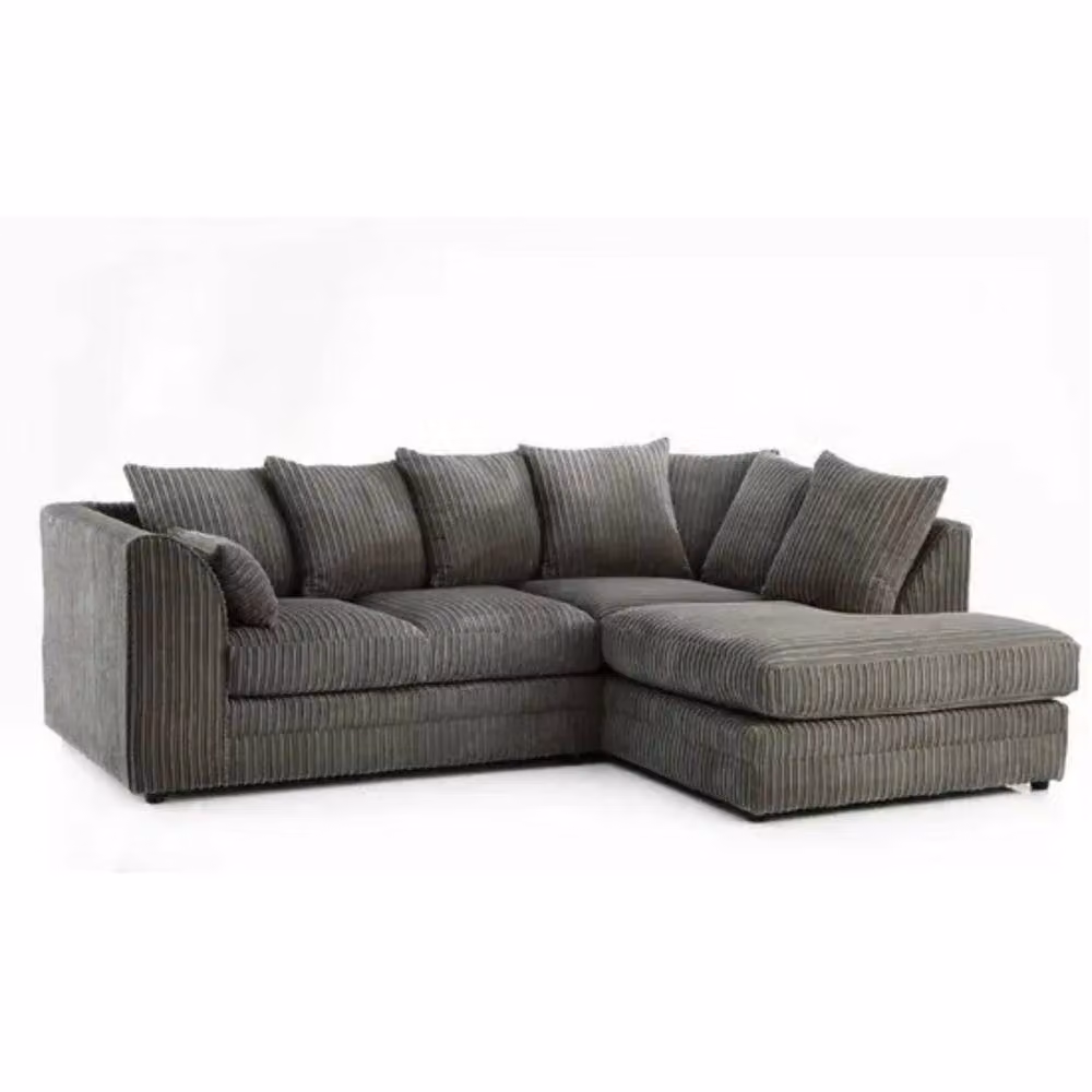 Snug Furniture Birmingham Ltd Grey Jumbo Cord Right Hand Corner Sofa with Matching Ottoman – 2