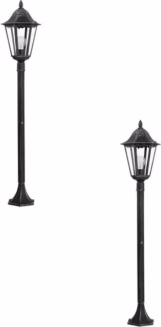 Loops 2 Pack IP44 Outdoor Bollard Lanterns in Black and Silver, Height: 120 cm