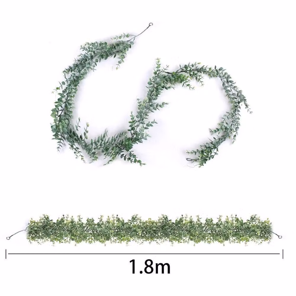 FLAVORA Green Artificial Eucalyptus and Willow Leaf Garland – 2