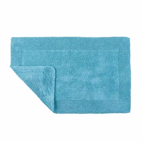 Allure Bath Fashions Heavyweight Reversible Cotton Bath Mat, Turquoise, W: 53 cm, L: 85 cm
