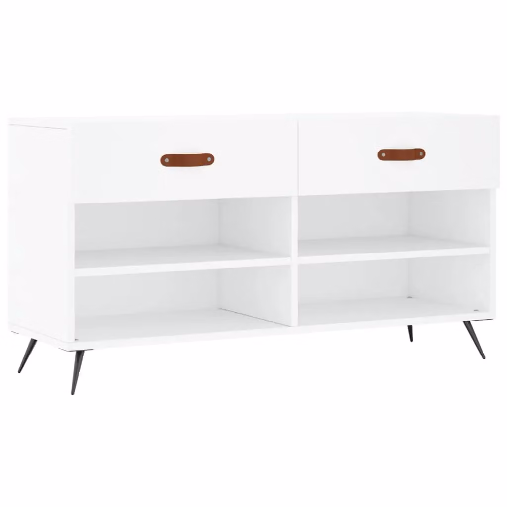 Berkfield Home White Shoe Bench, W/D/H: 102 x 35 x 55 cm – 2