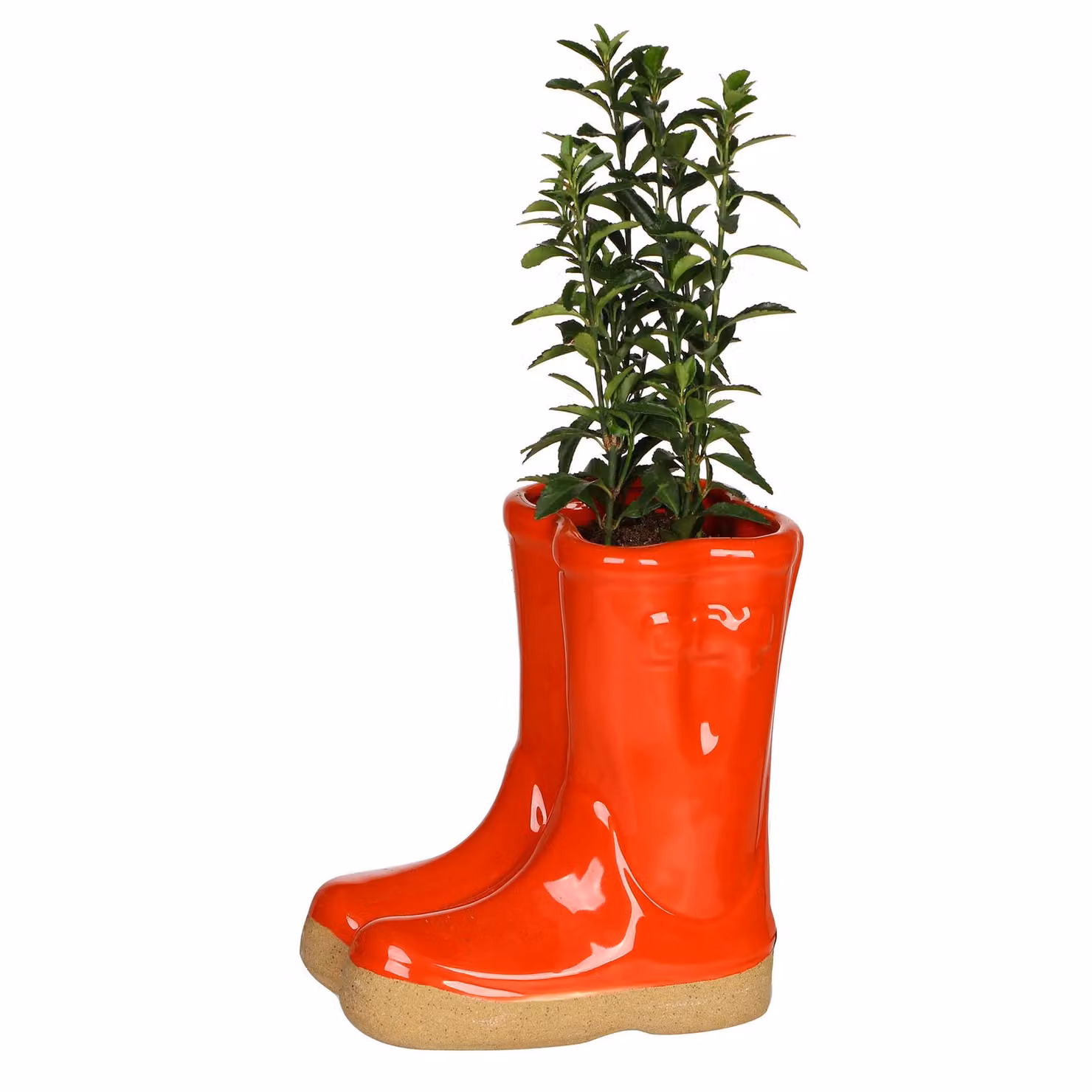 Dibor Small Red Wellington Boot Ceramic Indoor Outdoor Flower Pot Garden Planter, H: 17 cm, W: 15 cm – 2