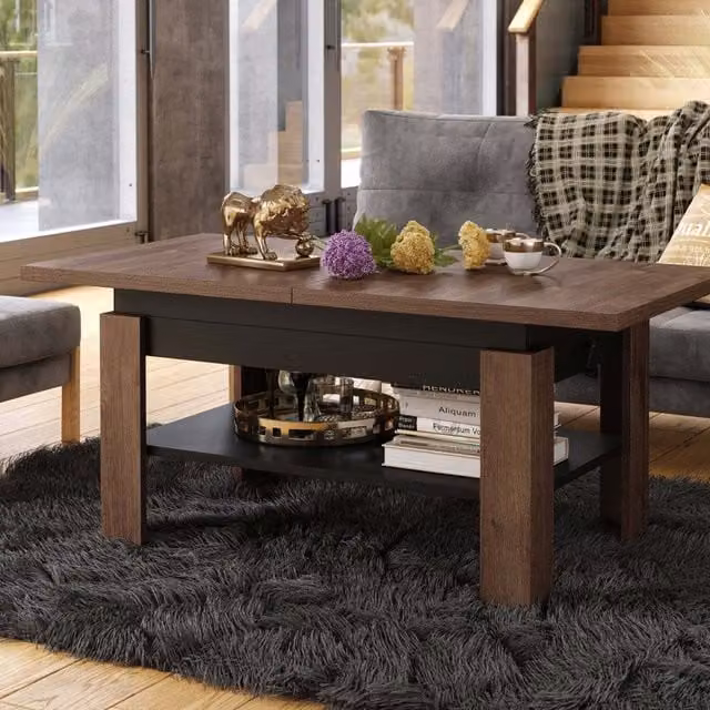 Heze Furniture Rio 2 in 1 Extending Coffee and Dining Table in Brown Oak and Black