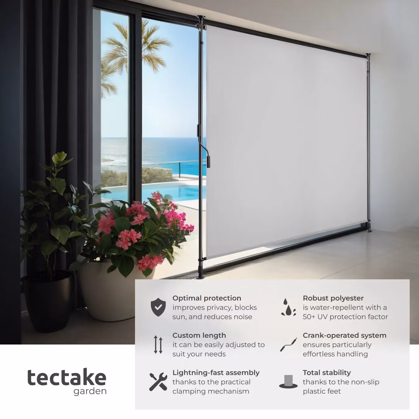 tectake Taija Retractable Awning in Grey, W/D: 310 x 150 cm – 2