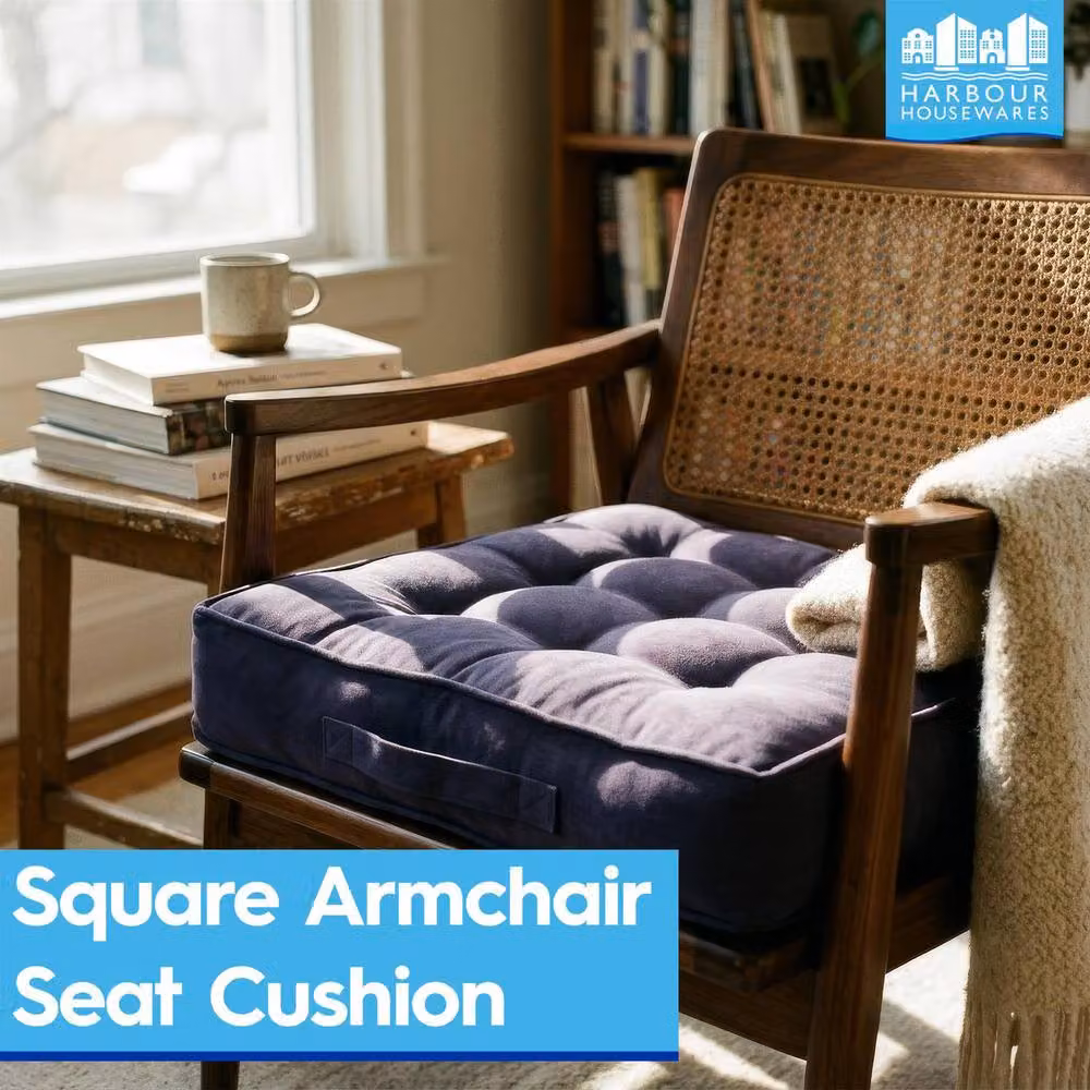 Harbour Housewares Blue Square Seat Booster Cushion with Removable Cover – 3