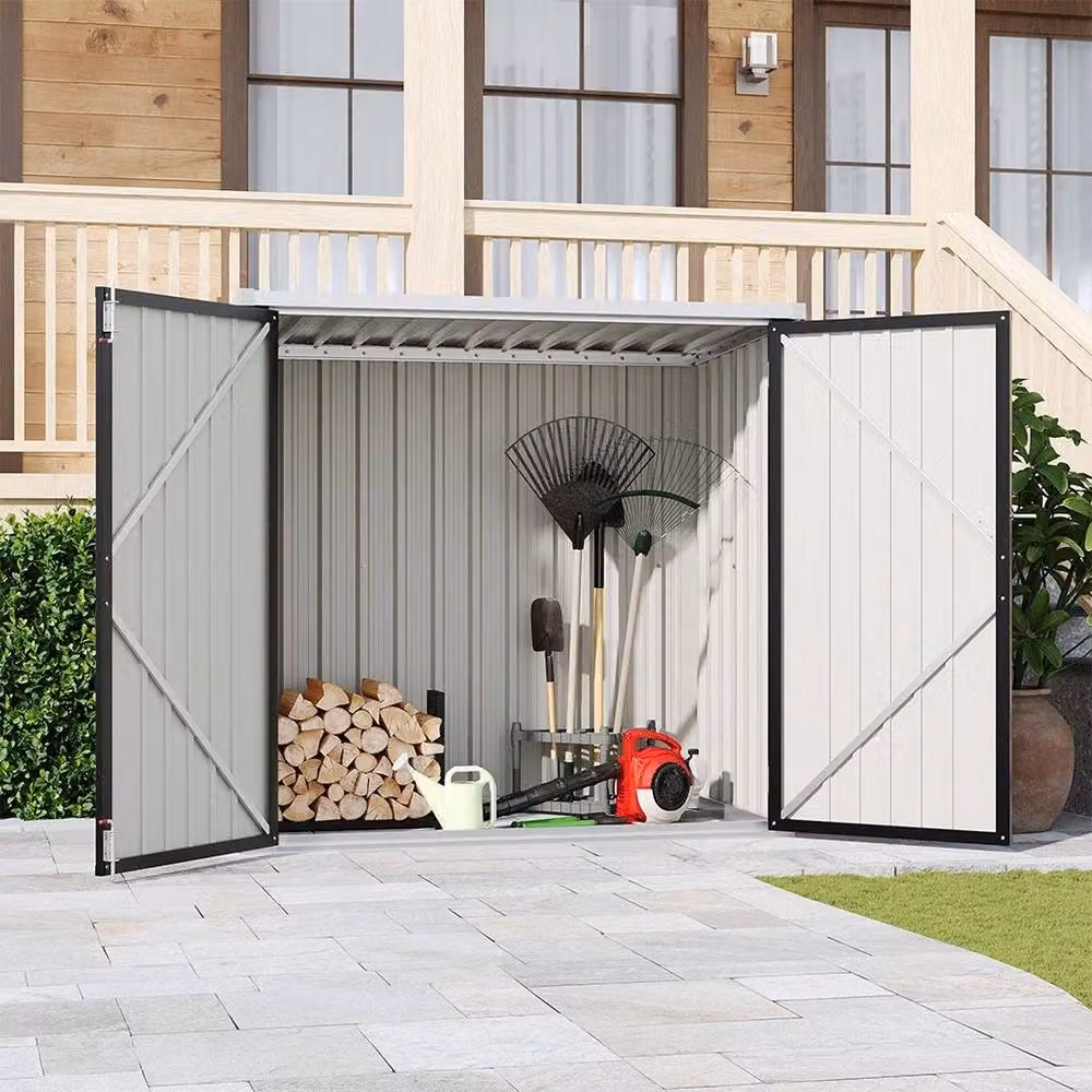 NESTLUNE Lockable Black Steel Garden Bicycle Storage and Tool Box, W: 100 cm, D: 15 cm, H: 135 cm – 5